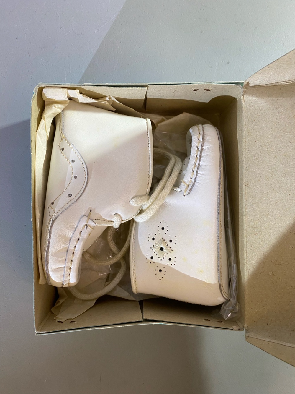 Porto Fino White Baby Walker Moccasin Boots with Perforated Detail Italy Unique